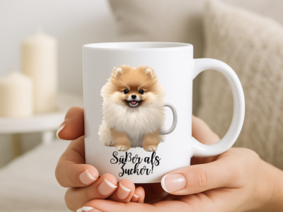 Weiße, glänzende Tasse