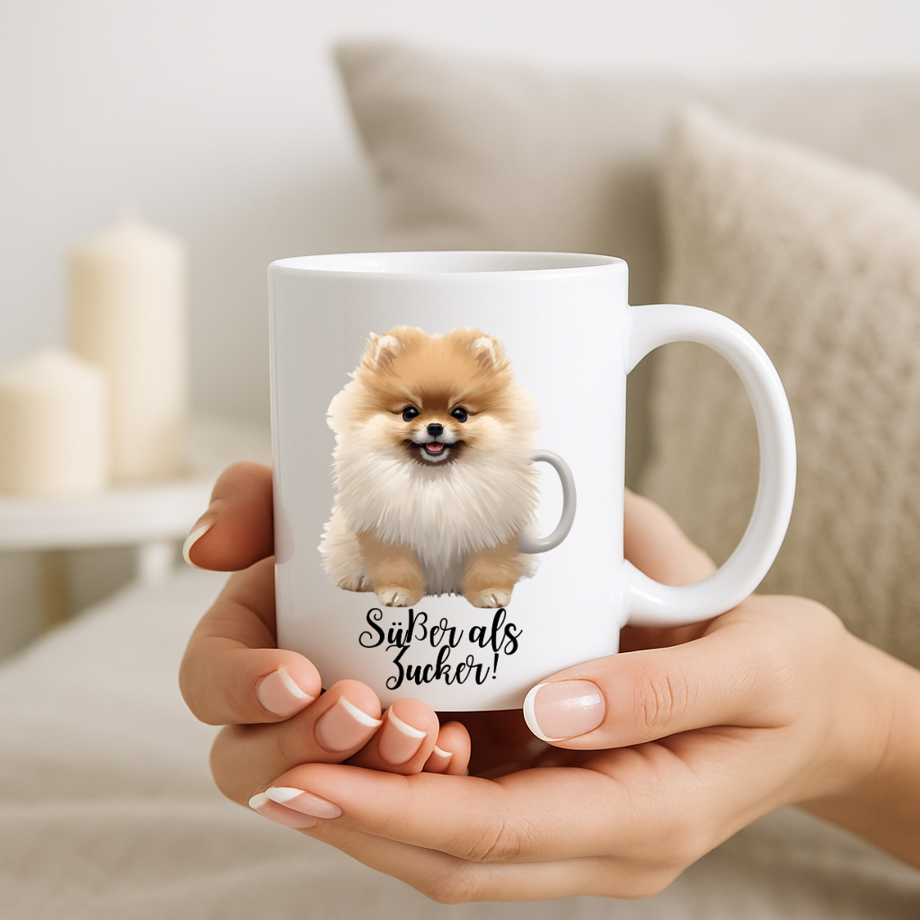 Weiße, glänzende Tasse